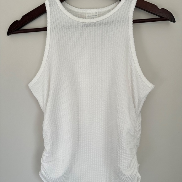 Abercrombie Kids Waffle White Tank Top with Gathered Sides - Picture 1 of 5